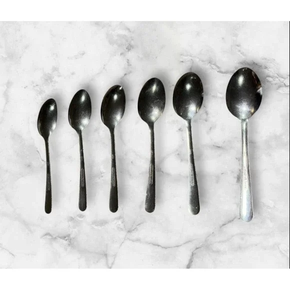 VTG 70s-90s Brand Ware Stainless Steel Spoons (Lot Of 6) Heavy Duty #258 Durable - Picture 2 of 4